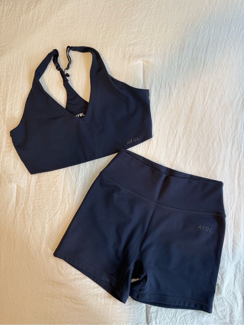 AYBL Navy Racerback Sports Bra and High-Waist Shorts Set